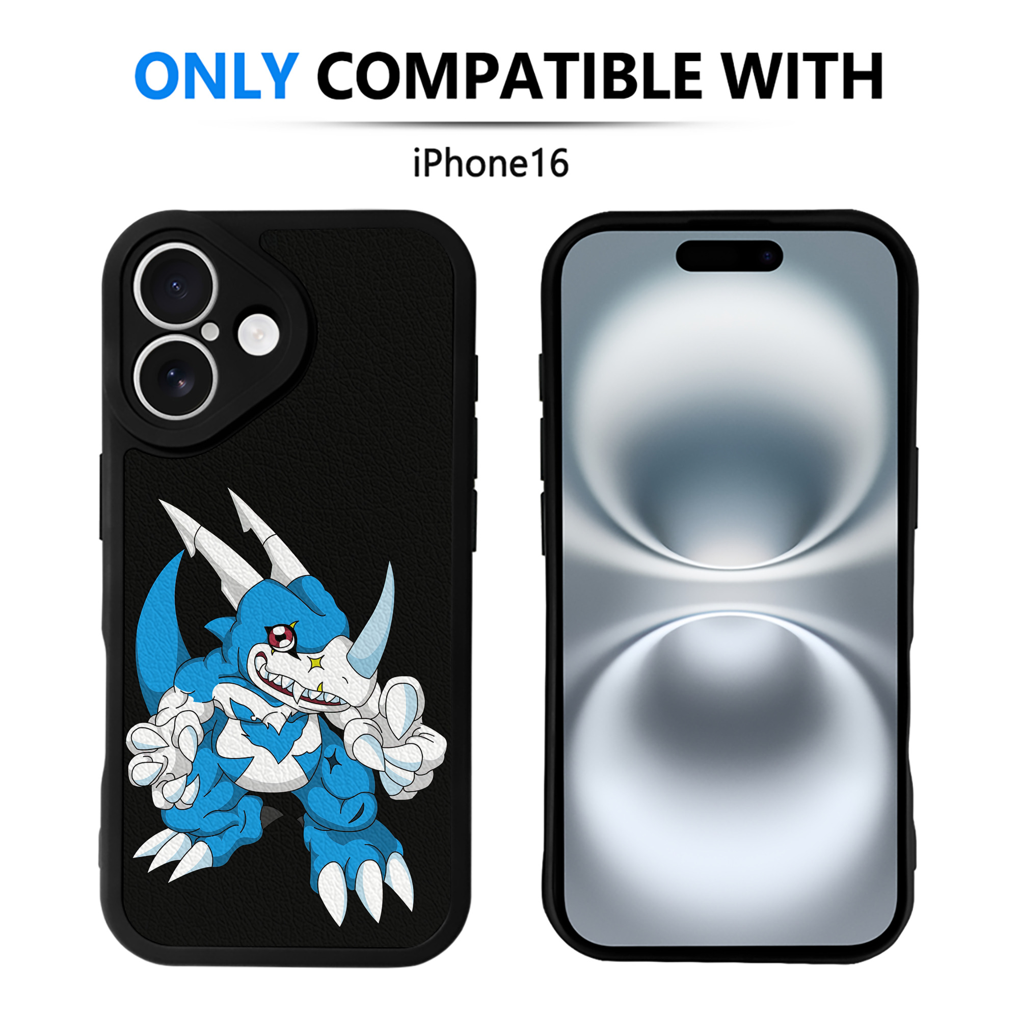 （画像用） Digimon デジタルモンスター/デジモン 【iPhone 16シリーズ対応】シリコンスマホケース（レザー調） 材質：シリコン